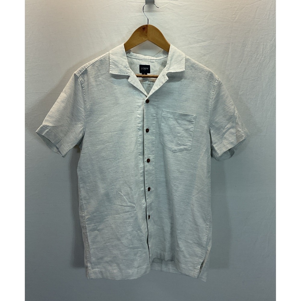 New J. Crew Camp Shirt Textured Cotton Short Sleeve Preppy Coral Gray Size S